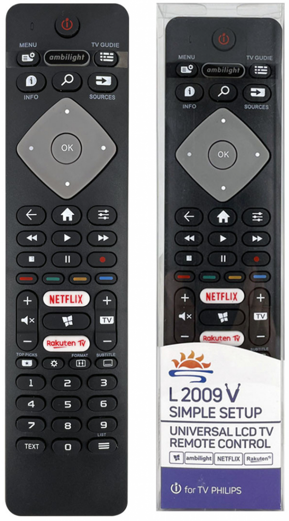 Diaľkový ovládač Emerx Philips univerzálny pro TV L2009 AMBILIGHT, NETFLIX, RAKUTEN , SMART