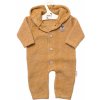 Baby Nellys Pletený overálok s kapucňou a gombíkmi Hand Made medový žihaný