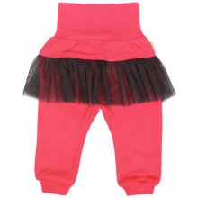 Mamatti Dojčenské tepláčky s volánikom Myška tm. růžová čierna