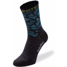 Biotex Cyklistické ponožky klasické MERINO čierna/svetlo modrá