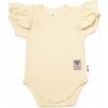 Baby Nellys Bavlnené rebrované body s volánikom kr. rukáv Summer Girl žlté