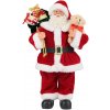 Dekorácia MagicHome Vianoce, Santa s darčekmi a medvedíkom, červený, 30 cm