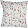 Bavlnená biela vzorkovaná obliečka na vankúš s dekorom konárikov a lesných jahôd 40x40 cm Clayre-Eef 33332