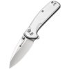 SENCUT Silver Aluminum Handle Satin Finished 9Cr18MoV Blade Button Lock S22043B-2