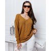 Fashionweek Luxusný sveter dámsky s výstrihom do V NB6482 Farba: horčicovú, Veľkosť: Universal