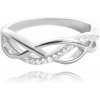 MINET Strieborný prepletený prsteň s bielymi zirkónmi veľ. 63