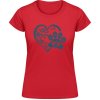 Akciové Dámske Tričko SoftStyle Gildan Psia packa a srdiečko Červená Dámske