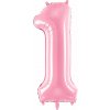 PartyDeco Fóliový balón číslo 1, 86cm pink