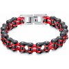 Náramok z chirurgickej ocele Moto Chain - BlackRed - 23 cm