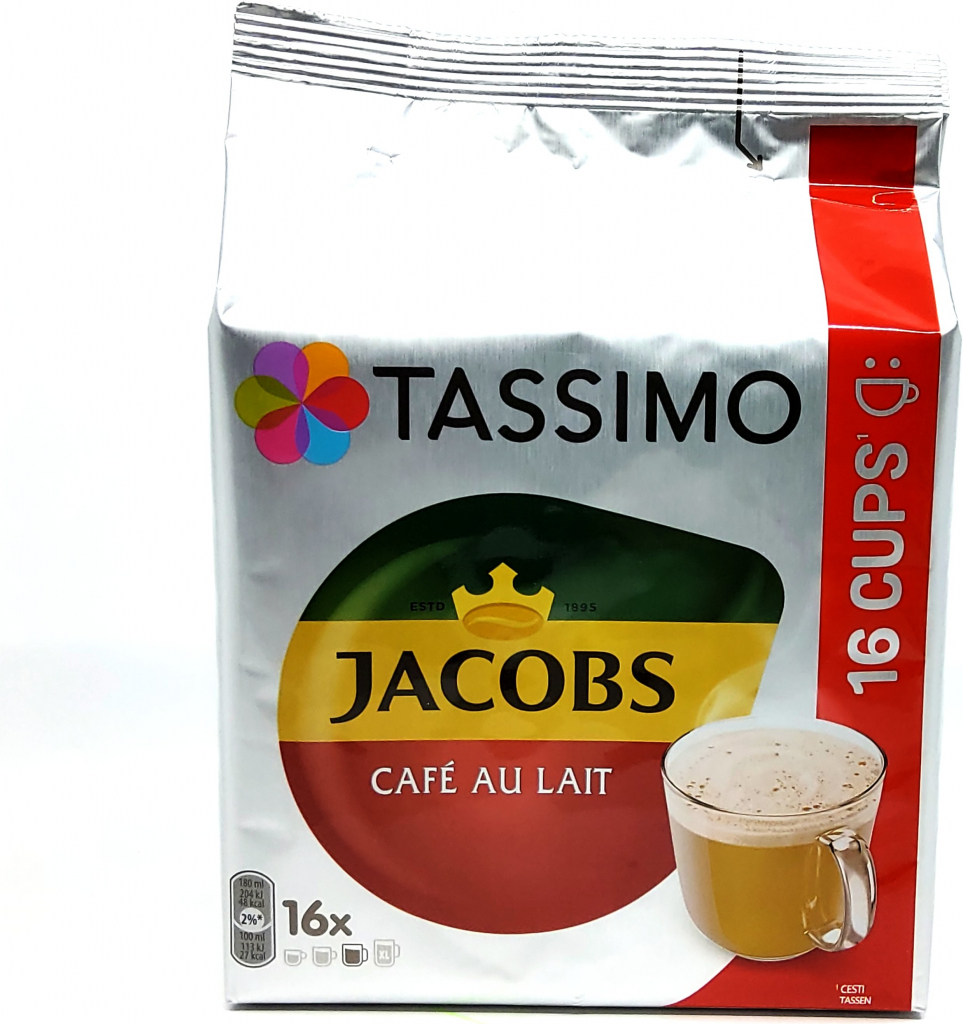 Tassimo Jacobs Café au Lait, Coffee Capsules, Milk Coffee, Roasted Ground  Coffee, 16 T-Discs / Servings