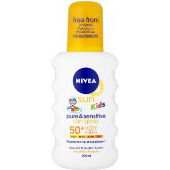 Nivea Sun Kids Pure & Sensitive spray na opaľovanie SPF50 + 200 ml