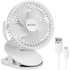 Ventilátor stolový 16cm na štipec RUHHY 25566 5W nabíjateľný biely