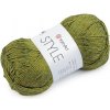 Bavlnená pletacia priadza Style s viskozovým vláknom 50 g - 1 ks 12 (679) zelená khaki str.