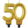 Sviečka narodeninová číslica 50 metalická zlatá