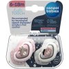 Canpol babies Set symetrických silikónových cumlíkov Light touch BONJOUR PARIS 2 ks ružový