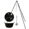 Perfect Cauldron kotlík na guláš smalt 8 l, Perfect Cauldron trojnožka 1,25 m na kotlík, Perfect Cauldron pokrievka smalt 34 cm, Perfect Cauldron naberačka antikor INOX