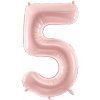 PartyDeco Fóliový balón narodeninové číslo 5 svetloružový 72 cm