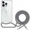 Spello Crossbody so šnúrkou na iPhone 15 Pro – čiré/čierno biela šnúrka
