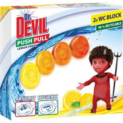 Dr. Devil Lemon Fresh Push Pull WC blok bez košíka 2 x 20 g