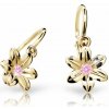 Detské náušnice Danfil kvetiny C1993 zo žltého zlata, Pink, zapínanie brizura