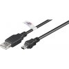 Kábel USB 2.0 A-MINI-B 5pin M/M 3m, High Speed, čierny CERT