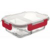 ORION Sklenená dóza delená s plast. viečkom 18 x 13,5 x v.6 cm, borosil. sklo/plast