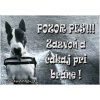 Pozorpes.sk, výstražná tabuľka (Bulteriér)