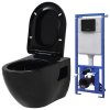 Keramické závesné WC so skrytou nádržou čierne-ForU-3054479