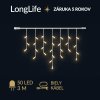 LongLife spojovateľná led svetelná záclona vonkajšia - 50led - 3m teplá biela - biely kábel