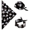 Čierna pirátska bandana s lebkami