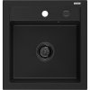 Mexen Vito, granitový drez 520x490x210 mm, 1-komorový, čierna s čiernym sifónom, 6503521000-77-B