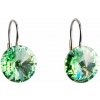 Strieborné náušnice visiace s kryštálmi Swarovski zelené okrúhle 31106.3