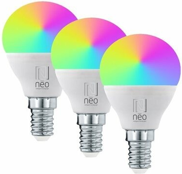 Immax NEO LITE SMART sada 3x žiarovka LED E14 6W RGB+CCT farebná a biela stmievateľná Wi-Fi P45 TUYA 07745C