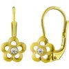Zlaté dětské náušnice květinky Fiore s Brilliance Zirconia