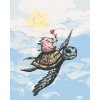 ZUTY Maľovanie podľa čísel - PRASA LETIACE NA KORYTNAČKE Rámovanie: vypnuté plátno na rám, Rozmer: 40x50 cm