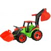 Lena Traktor s lyžicou a bagrom plast zeleno-červený 65cm