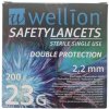 Wellion Safety Lancets 23G Lanceta bezpečnostná priemer 2,2 mm, sterilná, jednorazová 200 ks