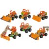 Drevená stavebnica nakladač Constructor Wheel Loader Eichhorn šesť modelov (nakladač, žeriav, pojazdný žeriav, nákladné auto, unimog, bigfoot) 140 dielov od 5 rokov