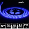 EPISTAR 5m LED pásik 60LED/m vodeodolný SMD2835 modrý, IP65 12V