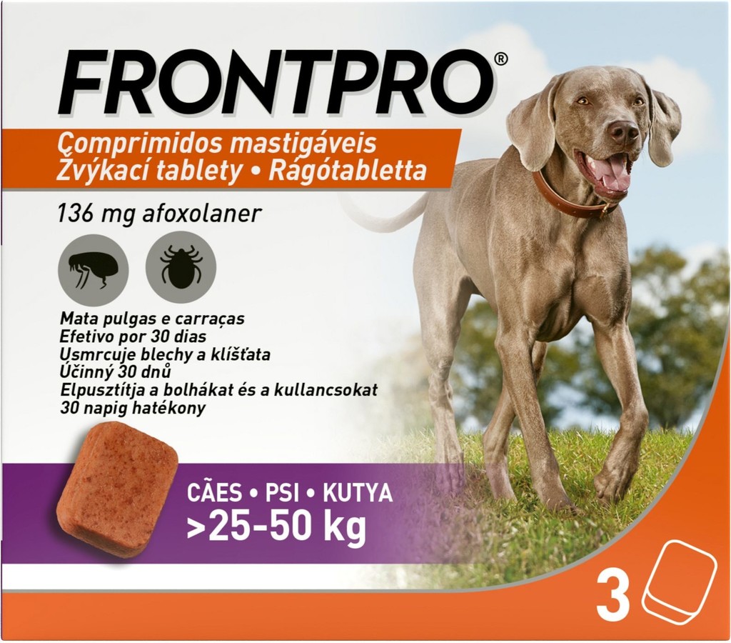 Frontpro 25 - 50 kg 136 mg 3 žuvacie tablety
