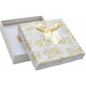 JK Box Krémová papierová krabička s mašľou Diamonds na strednej sadu šperkov IK004