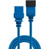 Kábel sieťový 230V predlžovací, C19 - C20, 3m, 1.50mm², 16A, modrý