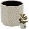 Keramický lesklý okrúhly kvetináč 12 cm - Farba biela