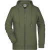 James & Nicholson Mikina s kapucí JN 8025 na zip, dámská COT02802555004-olive XL Olivová