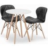 Jedálenský stôl TODI biely 60 cm s dvoma stoličkami LAGO čierne, ekokoža