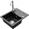 Granitový drez MEXEN ENZO s kuchynskou batériou čierna/chróm