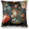 Soovi Home Obliečka na vankúš Baroque Bloom – bohatý kvetinový vzor v teplých farbách na tmavom podklade Veľkosť: 40x40 velúr