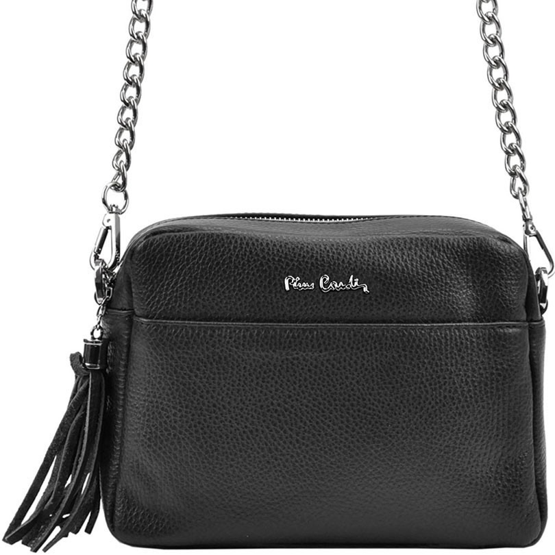 Pierre Cardin Kožená crossbody kabelka s retiazkou čierna L2763