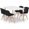 Jedálenský stôl ADRIA biely so štyrmi stoličkami LAGO zamatové čierne