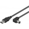 PremiumCord Kábel USB 2.0, A-B, 1m so zahnutým USB-B konektorom 90° ku2ab1-90